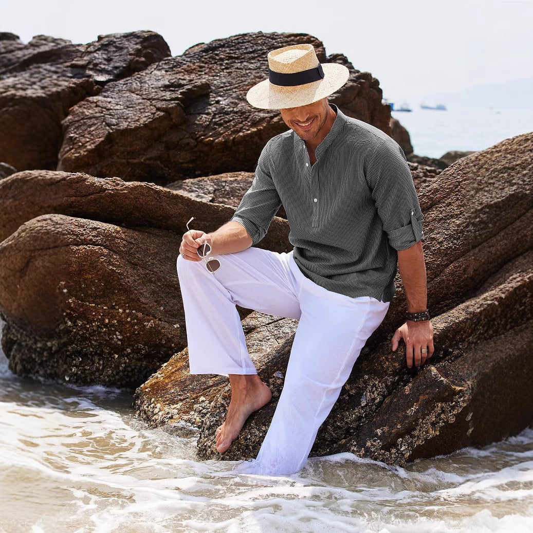 Mongolian Clothing - Men's Waffle Casual Shirt