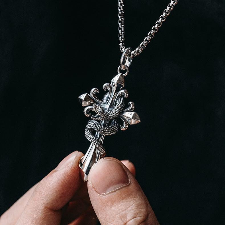Mongolia Jewelry - Spirit Snake Cross Pendant