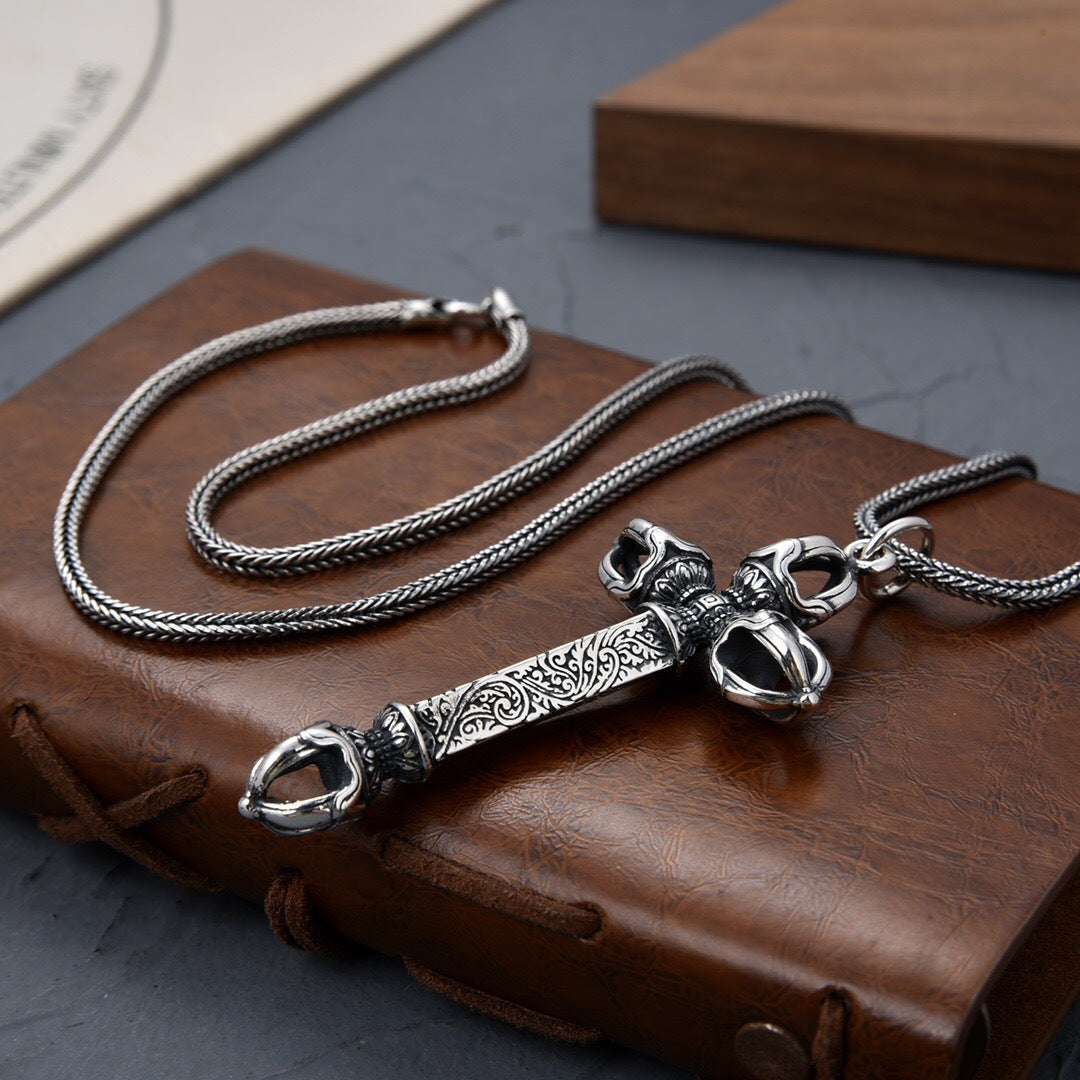 Mongolia Jewelry - Tough Guy Style Cross Vajra Pestle Dharma Pendant