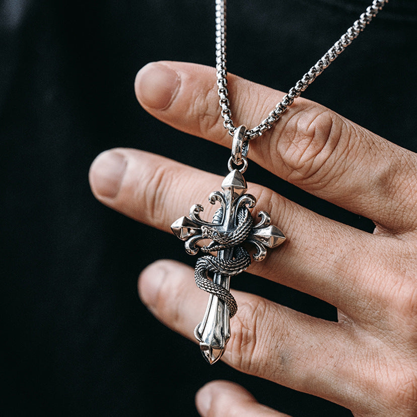 Mongolia Jewelry - Spirit Snake Cross Pendant