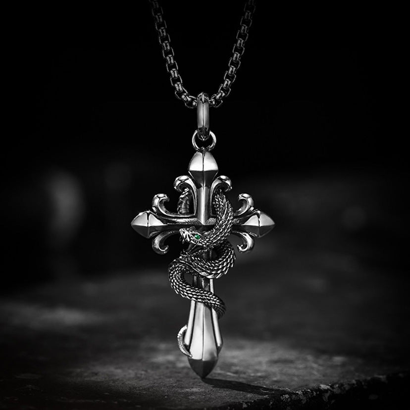 Mongolia Jewelry - Spirit Snake Cross Pendant