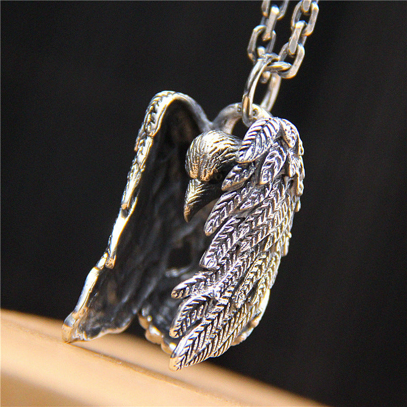 Dark Raven Guardian: 925 Sterling Silver Pendant of Mystery and Power