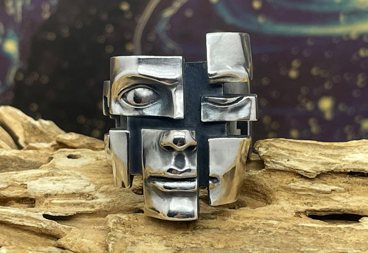 Mongolia Jewelry - Split Personality Mask Ring