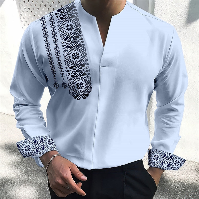 v neck dress shirt mens Luxury Business Formal Men Dress Shirts Long Sleeved V-Neck Slim Men's Striped Shirt Club Prom Camisas De Hombre Plus Size 4XL