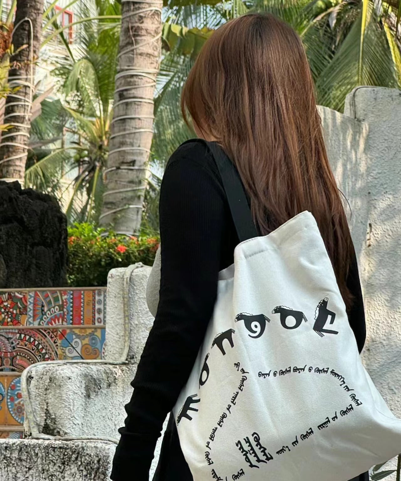 Mongolian Canvas Tote Bag - Nine Good Wishes