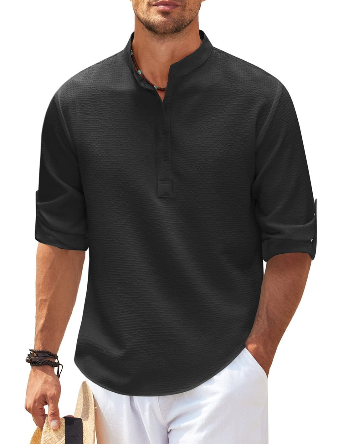 Mongolian Clothing - Men's Waffle Casual Shirt