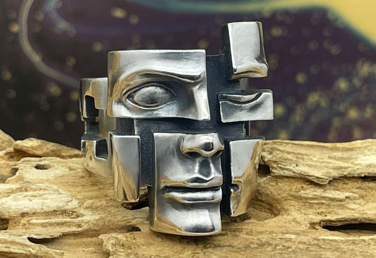Mongolia Jewelry - Split Personality Mask Ring