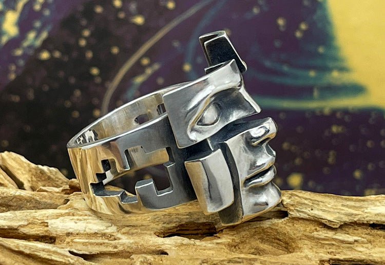 Mongolia Jewelry - Split Personality Mask Ring