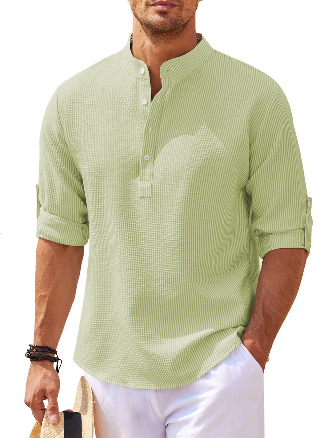 Mongolian Clothing - Men's Waffle Casual Shirt