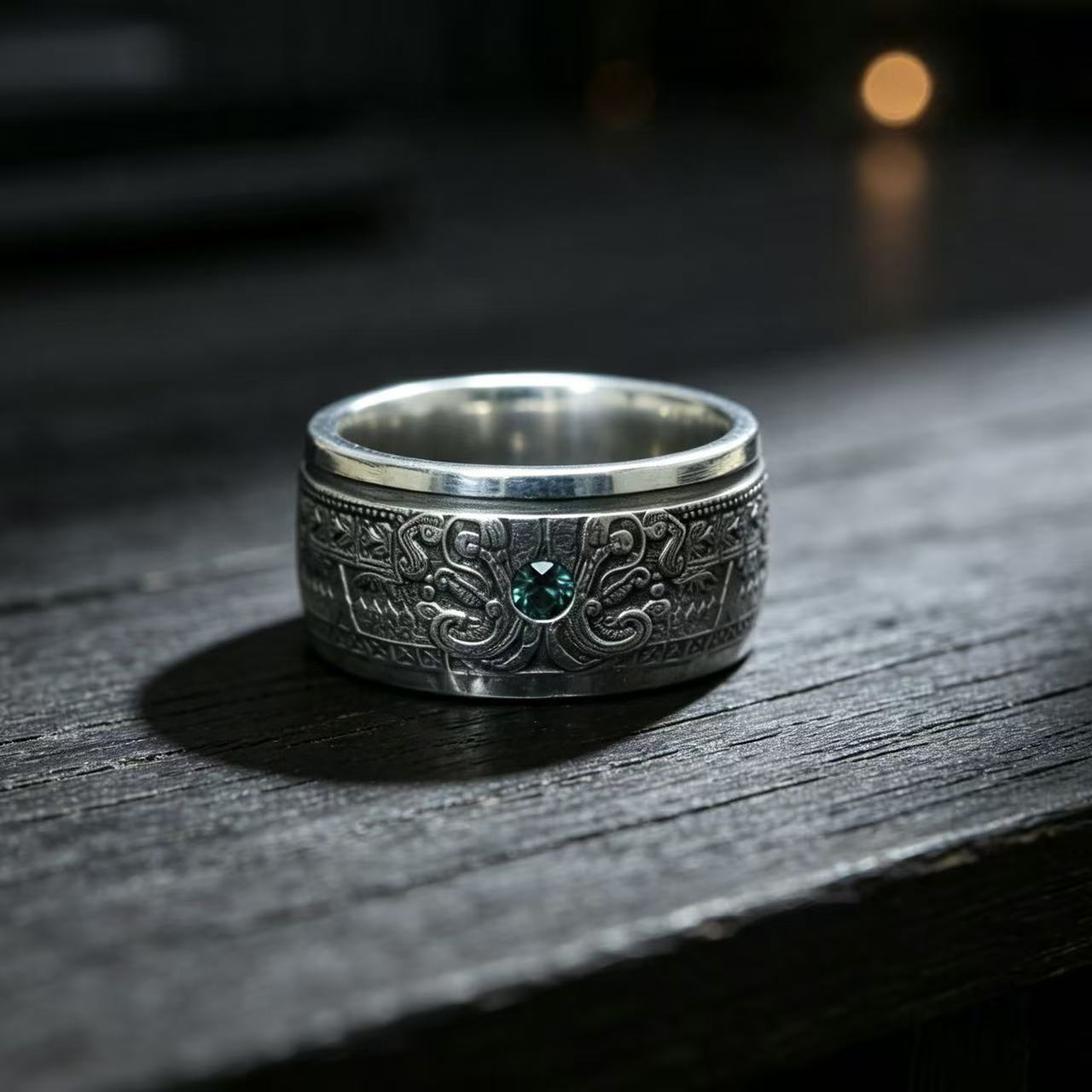 999 Pure Silver Mexican Aztec Coin Ring – 1/10 Ounce Fine Silver Vintage Coin Band