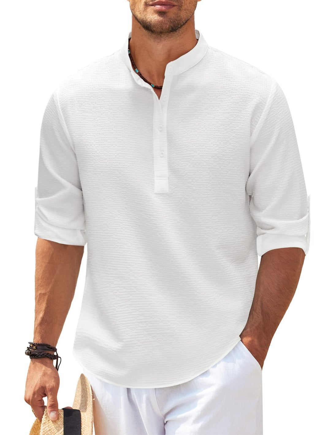 Mongolian Clothing - Men's Waffle Casual Shirt