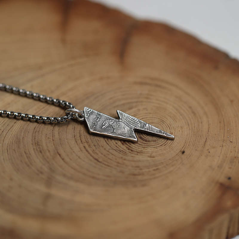 Mongolia Jewelry –Morgan Silver Coin Lightning Pendant