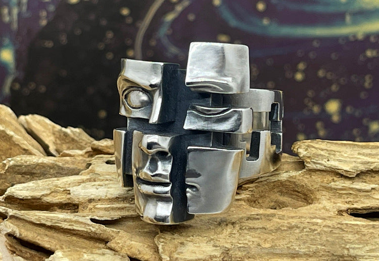 Mongolia Jewelry - Split Personality Mask Ring