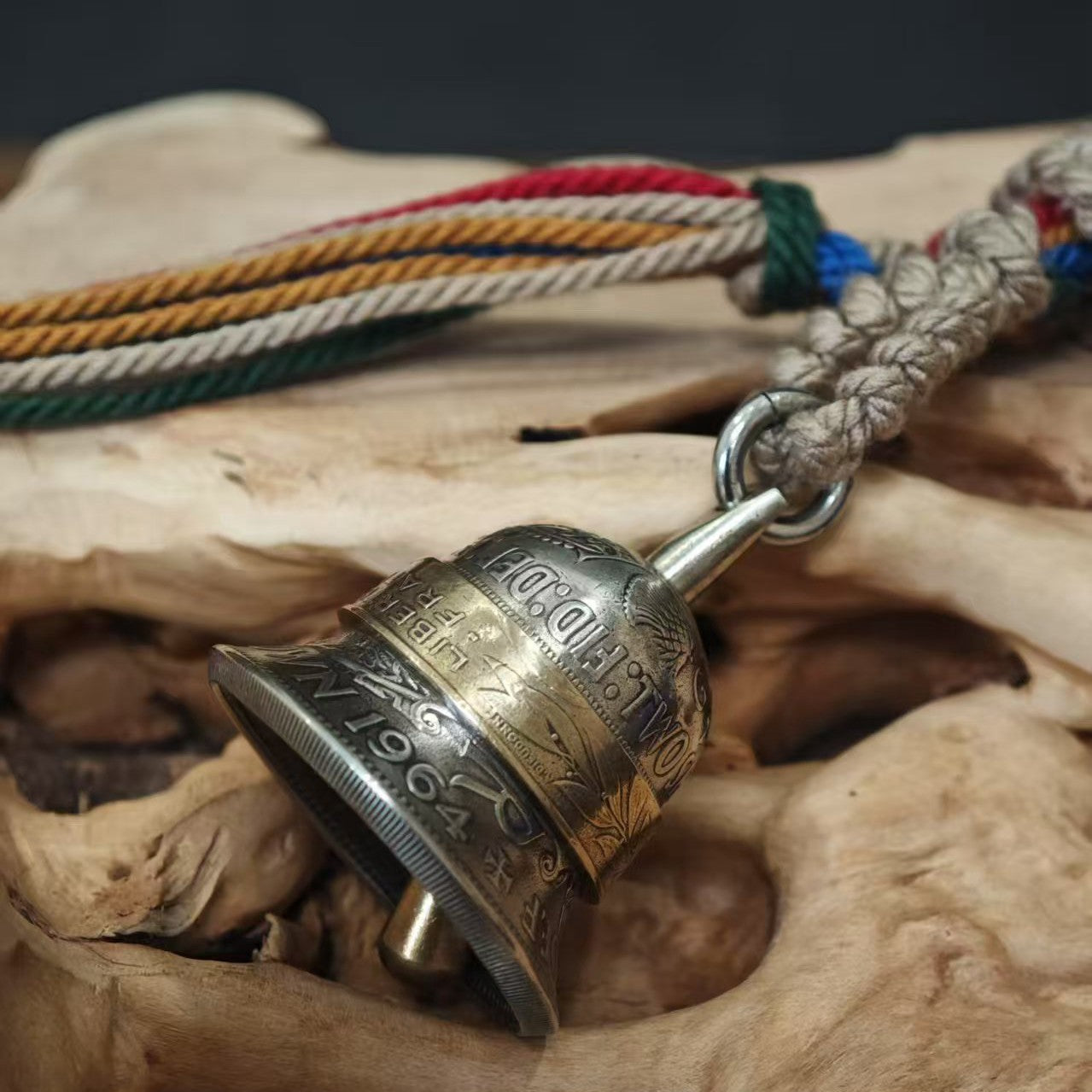 Mongolian Pendant - Vintage British Coin Bell ,Pendant, Charm or Keychain
