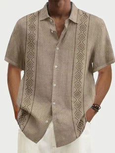 Mongolian Clothing - Vacation Hawaiian Style Men's Short Sleeve Shirt