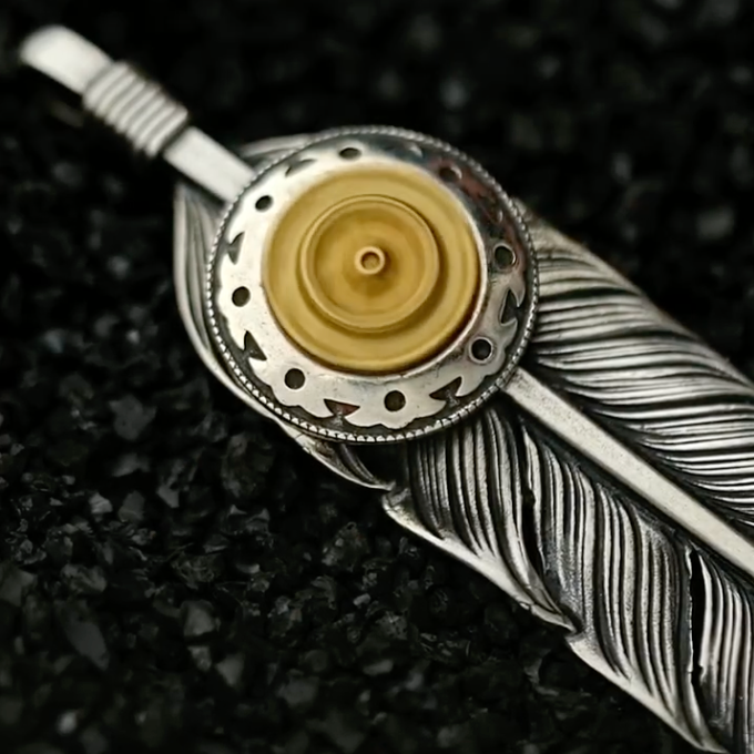Mongolia Jewelry-Feather Spirit Necklace,Handcrafted Soul with a Spinning Touch