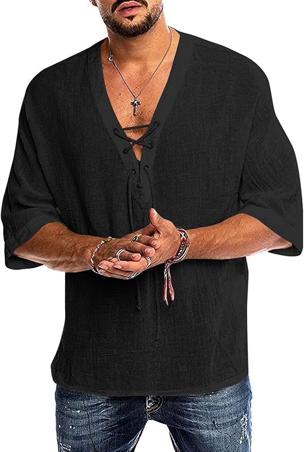 Mongolian Clothing -Lace-Up Front Shirt