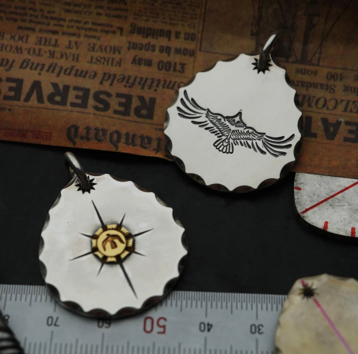 Mongolia Jewelry - Octagram Eagle Necklace 925 Silver Necklace