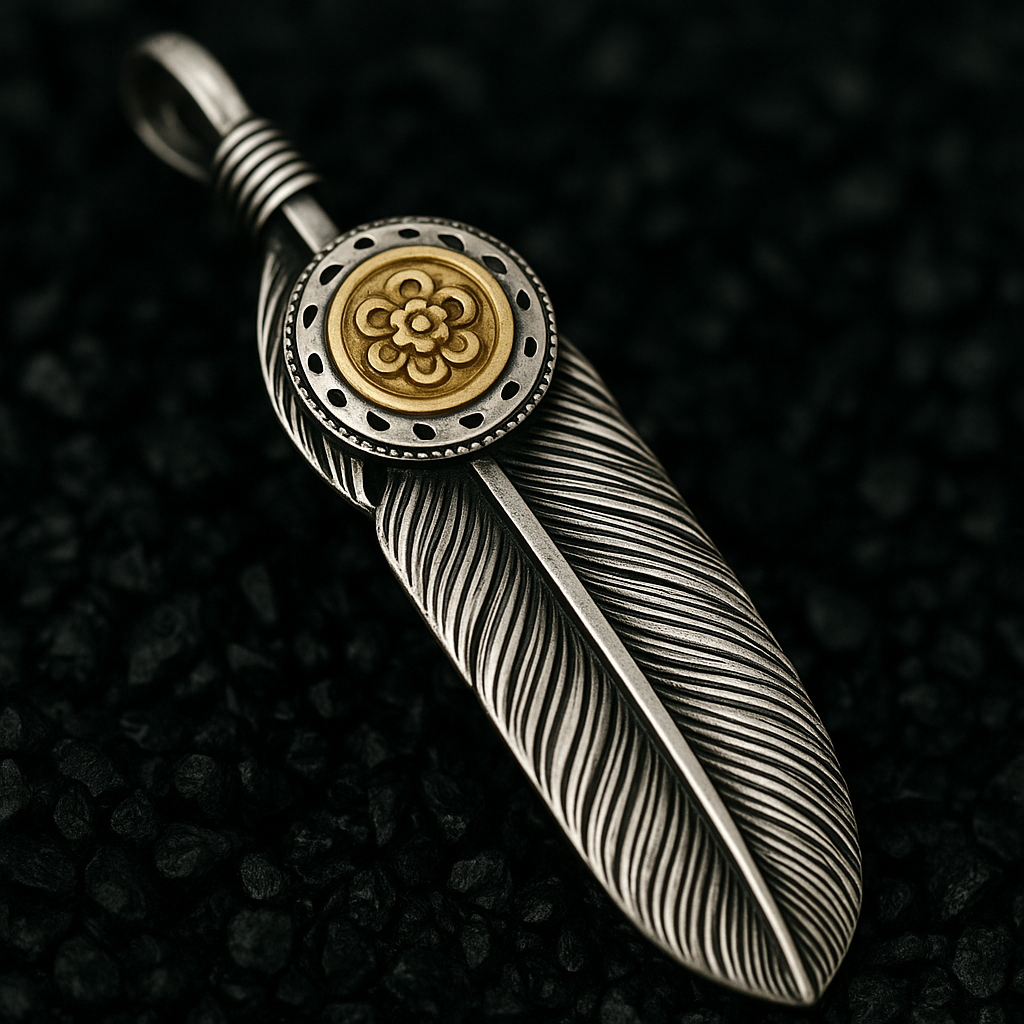 Mongolia Jewelry-Feather Spirit Necklace,Handcrafted Soul with a Spinning Touch
