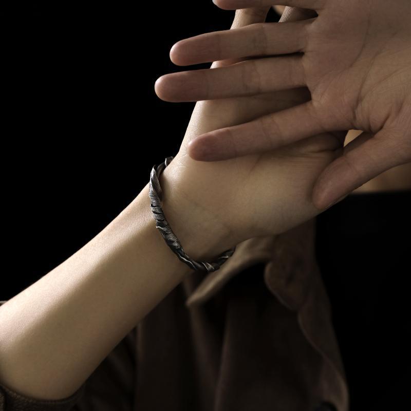 Eternal Feather Cuff - Handcrafted Silver Bracelet