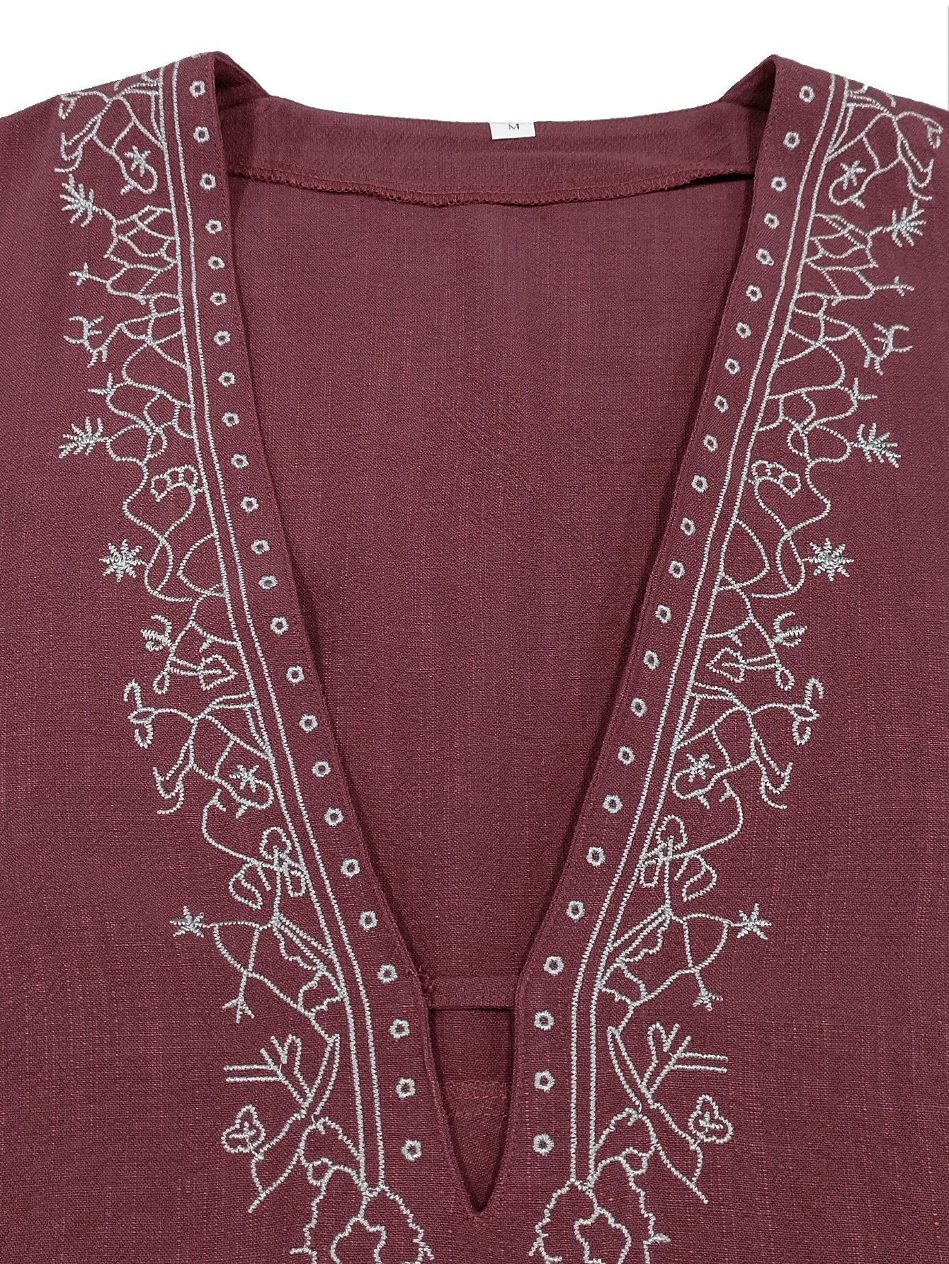 Mongolian Clothing-Men's Summer Lightweight Breathable Long Sleeve V-Neck Shirt
