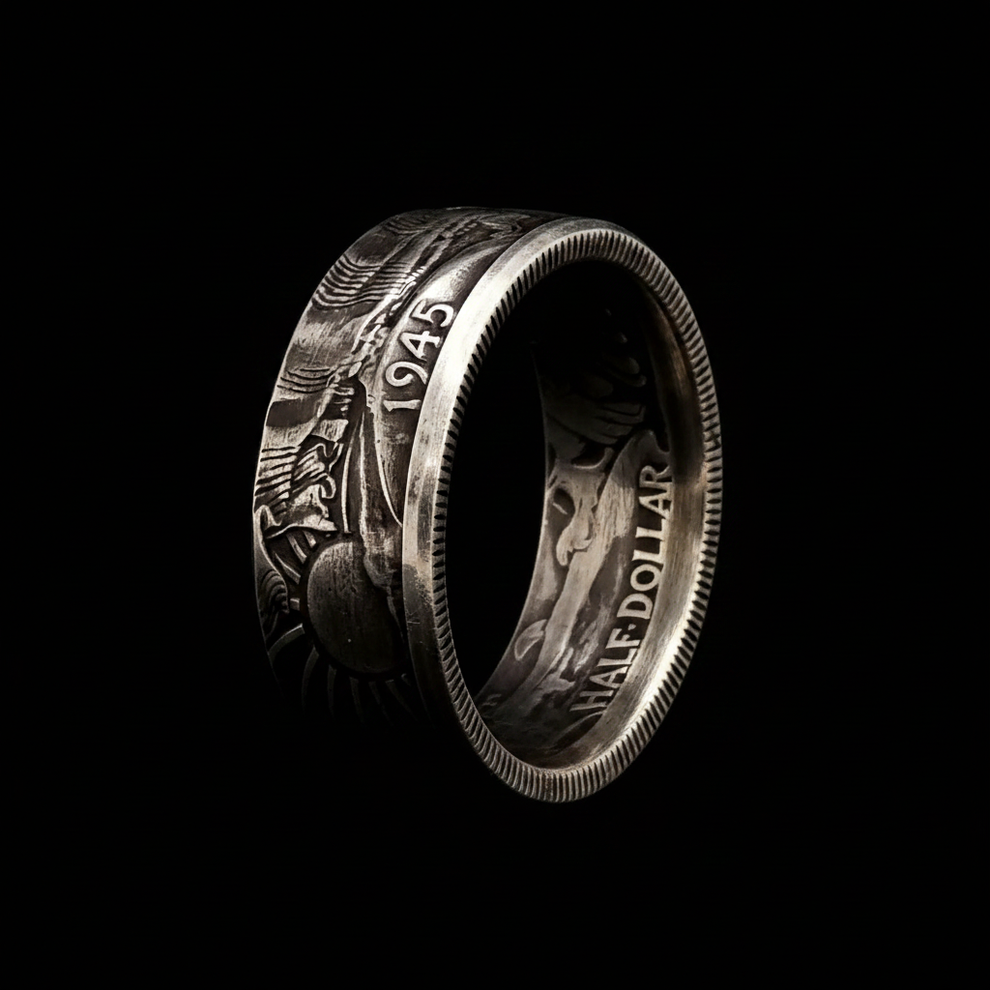 Walking Liberty Silver Half Dollar Coin Ring