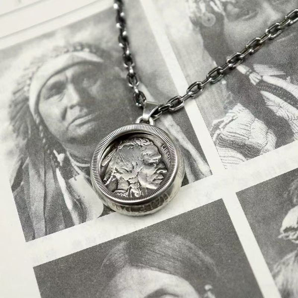 Mongolia Jewelry - American Buffalo Silver Coin Necklace
