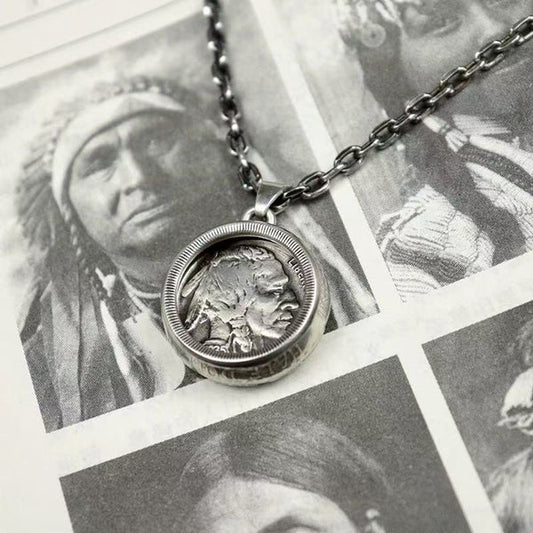 Mongolia Jewelry - American Buffalo Silver Coin Necklace