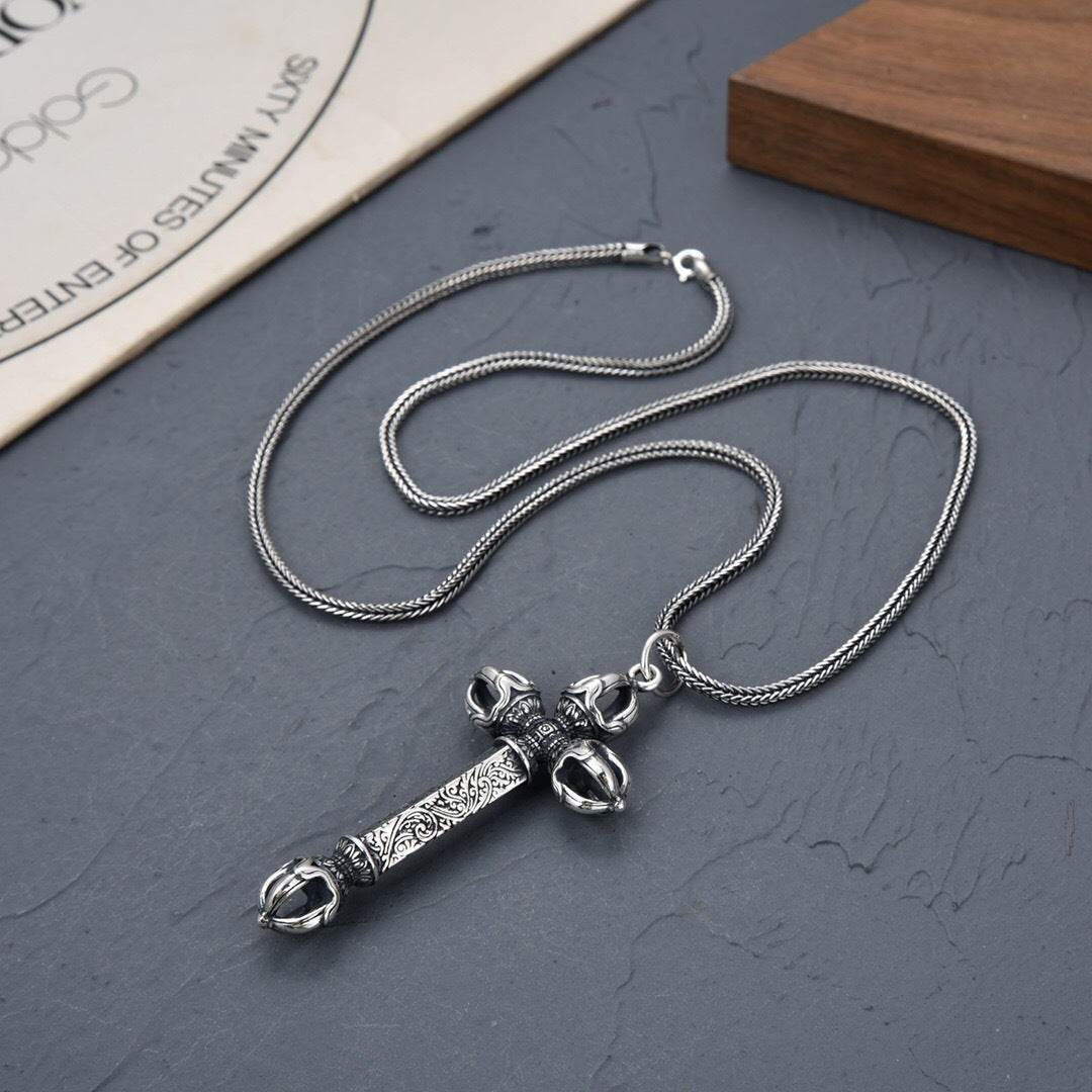 Mongolia Jewelry - Tough Guy Style Cross Vajra Pestle Dharma Pendant
