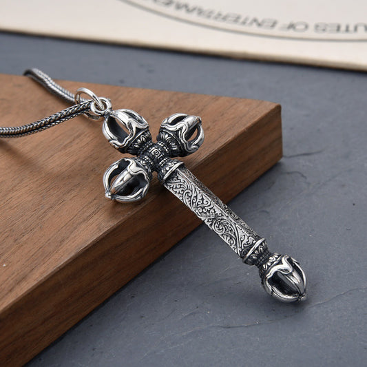 Mongolia Jewelry - Tough Guy Style Cross Vajra Pestle Dharma Pendant