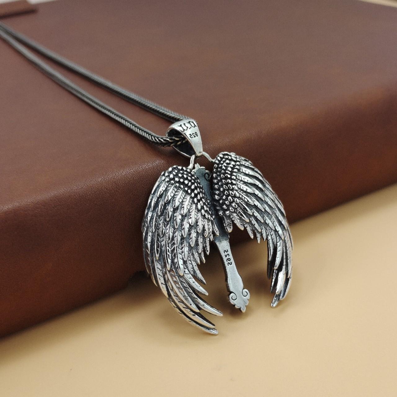 Mongolia Jewelry – Handmade Aged Cross Wings Pendant