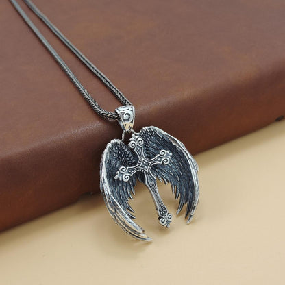 Mongolia Jewelry – Handmade Aged Cross Wings Pendant