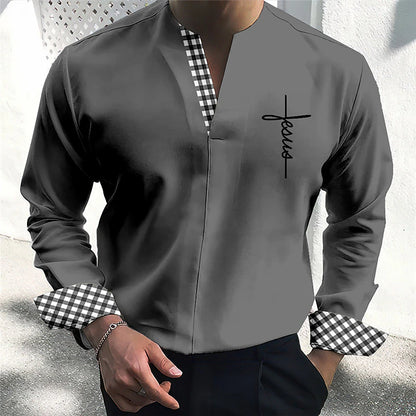 Mongolian Clothing - V-neck men's shirt