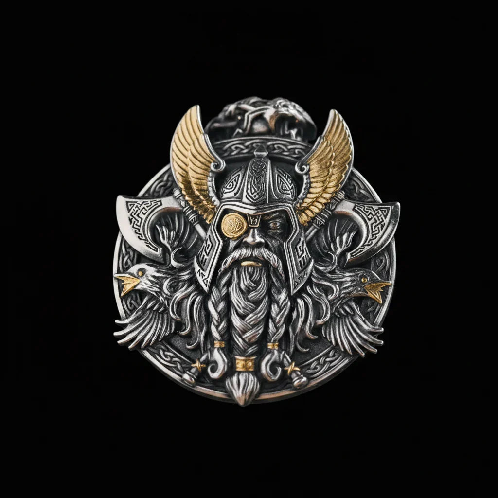 Necklace featuring a portrait of Odin the All-Father- crafted from an antique silver coin