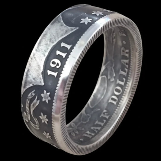 1911 Barber Quarter Dollar Coin Ring | Hand-Forged U.S. Silver Coin Ring