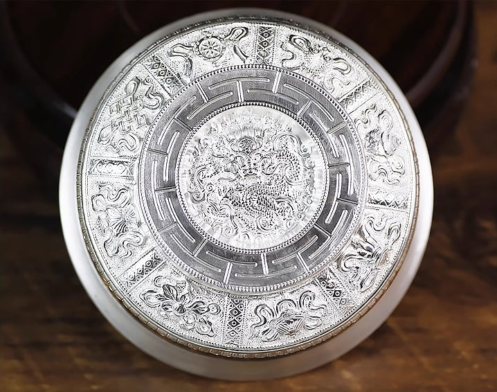 Mongolian Sterling Silver Bowl - Silver Dragon