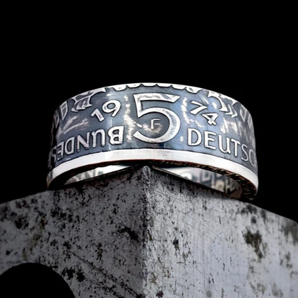 1974 German 5 Deutsche Mark Coin Ring