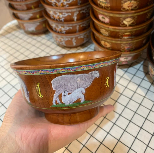 Mongolian Wooden Bowl - Sheep