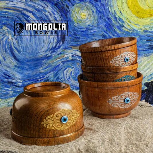 Mongolian Wooden Bowl - Devil's Eye