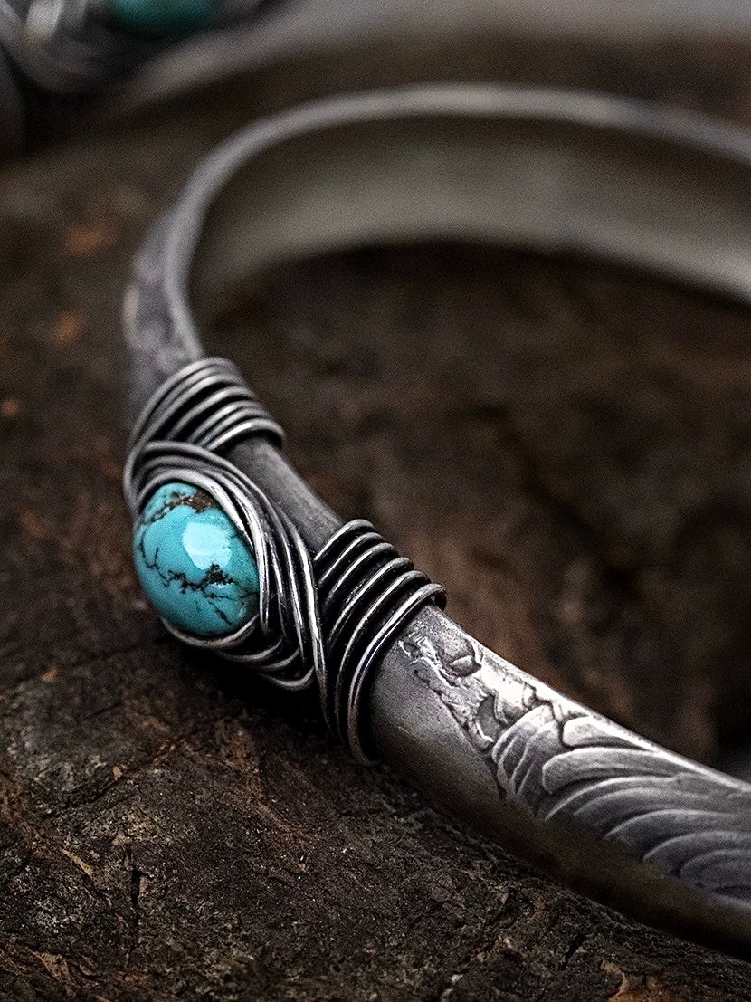 US Half Dollar Coin Turquoise Bangle
