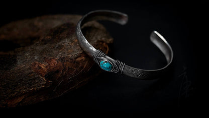 US Half Dollar Coin Native American Style Turquoise Bangle