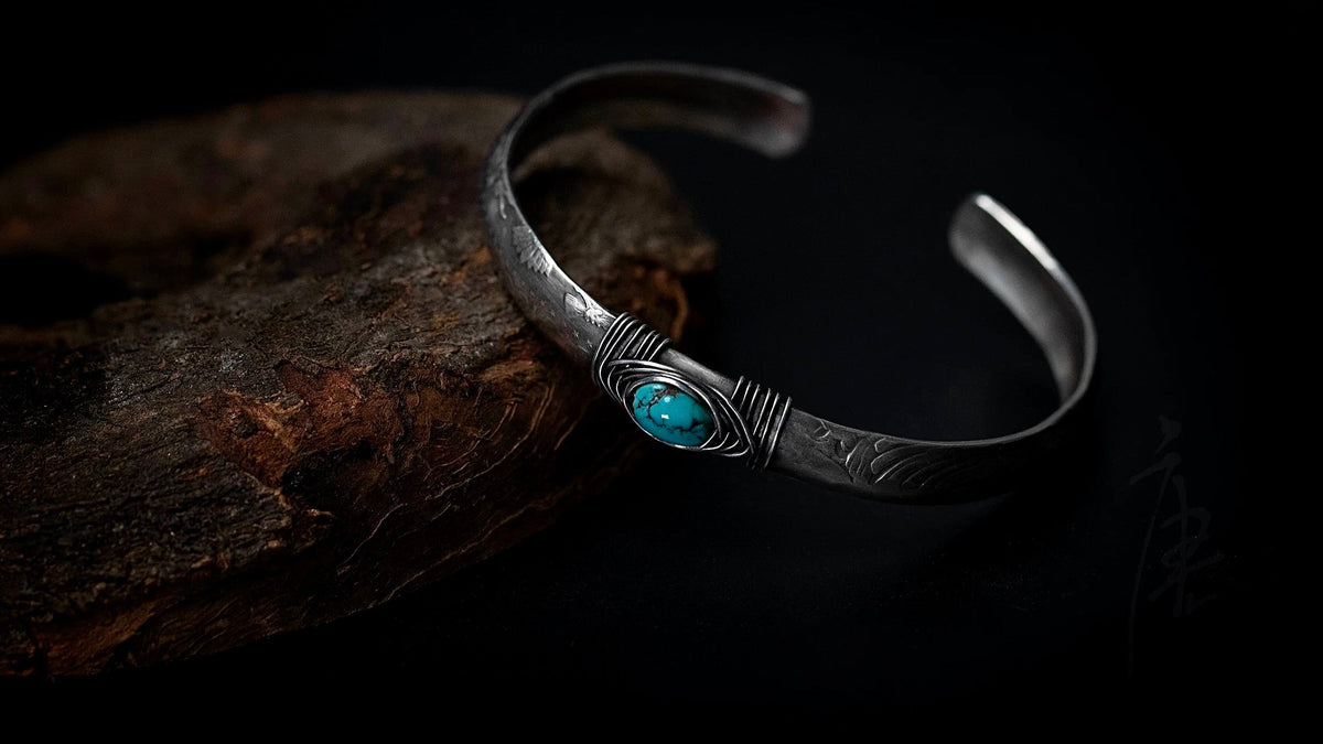 US Half Dollar Coin Turquoise Bangle