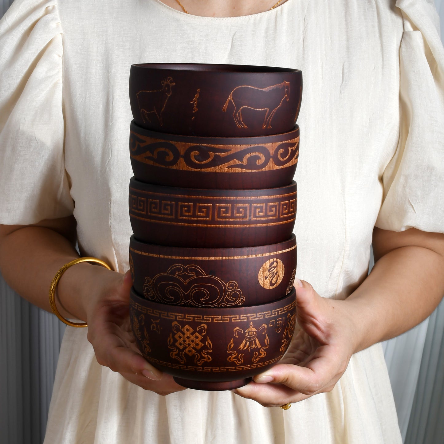 Mongolian Wooden Bowl - Totem