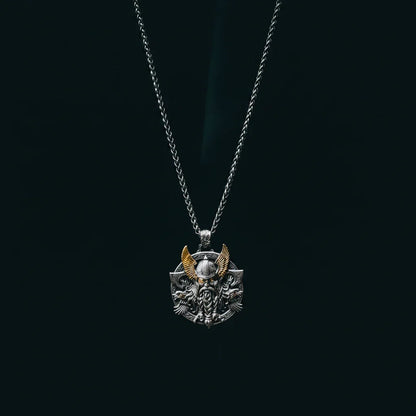 Necklace featuring a portrait of Odin the All-Father- crafted from an antique silver coin