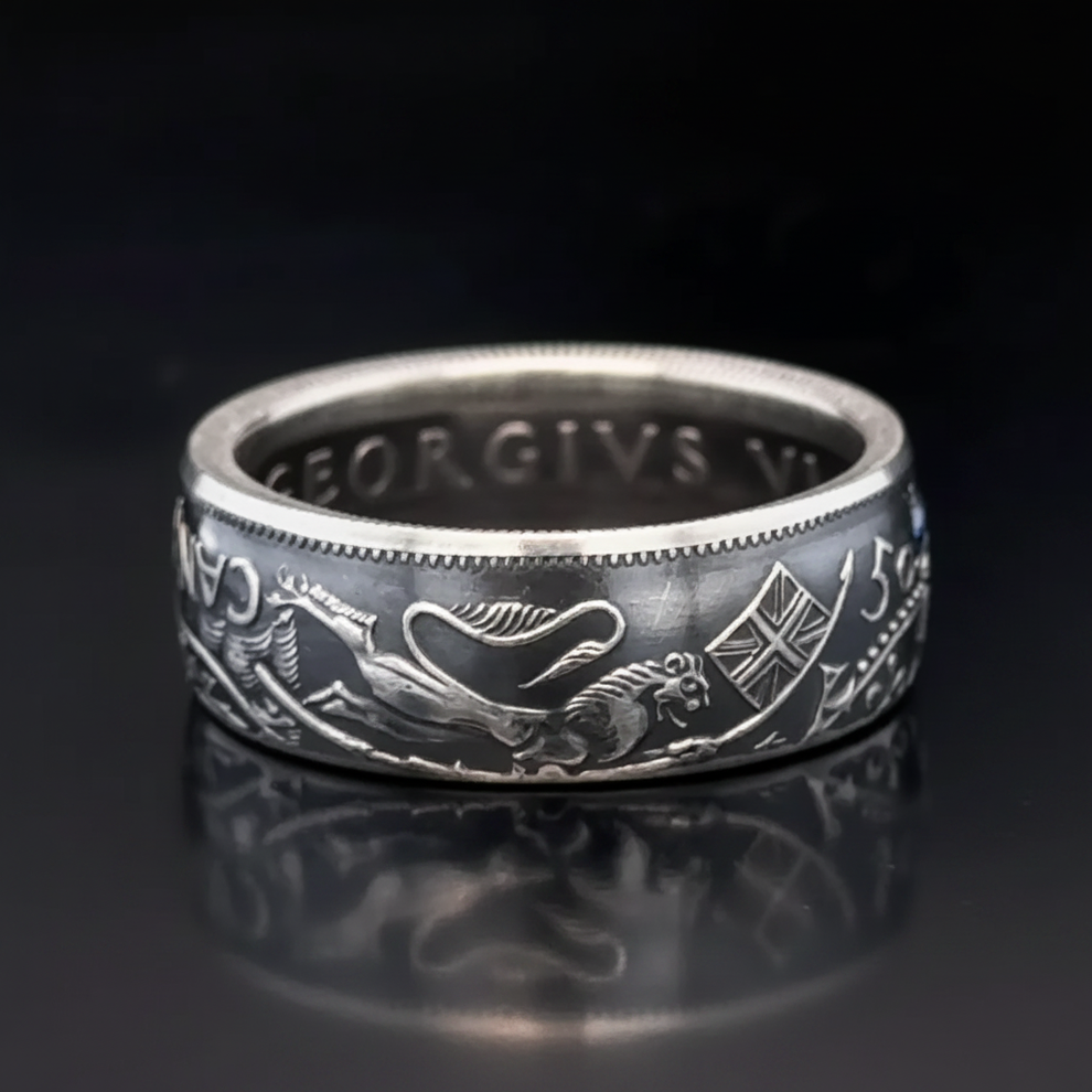 Blue Diamond Canadian Coin Ring