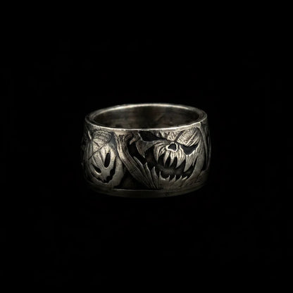 Halloween Pumpkin Silver Coin Ring – Hand-Forged Adjustable Band