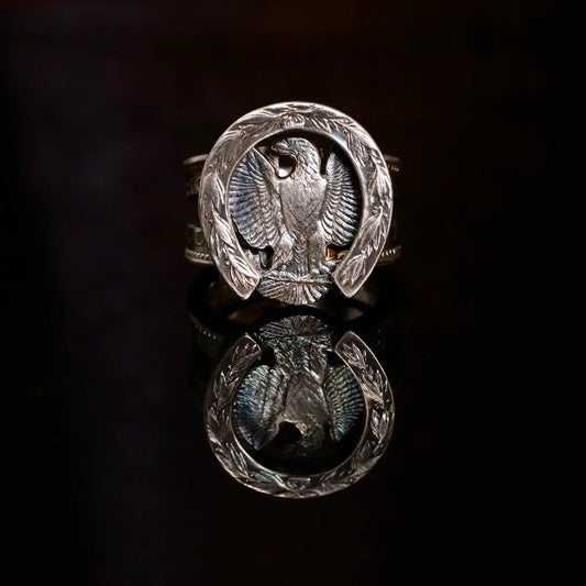 Mongolia Jewelry -  Mongolian Handcrafted Horseshoe Morgan Silver Coin Ring