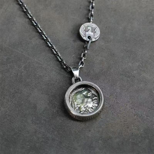 Mongolia Jewelry - American Buffalo Silver Coin Necklace