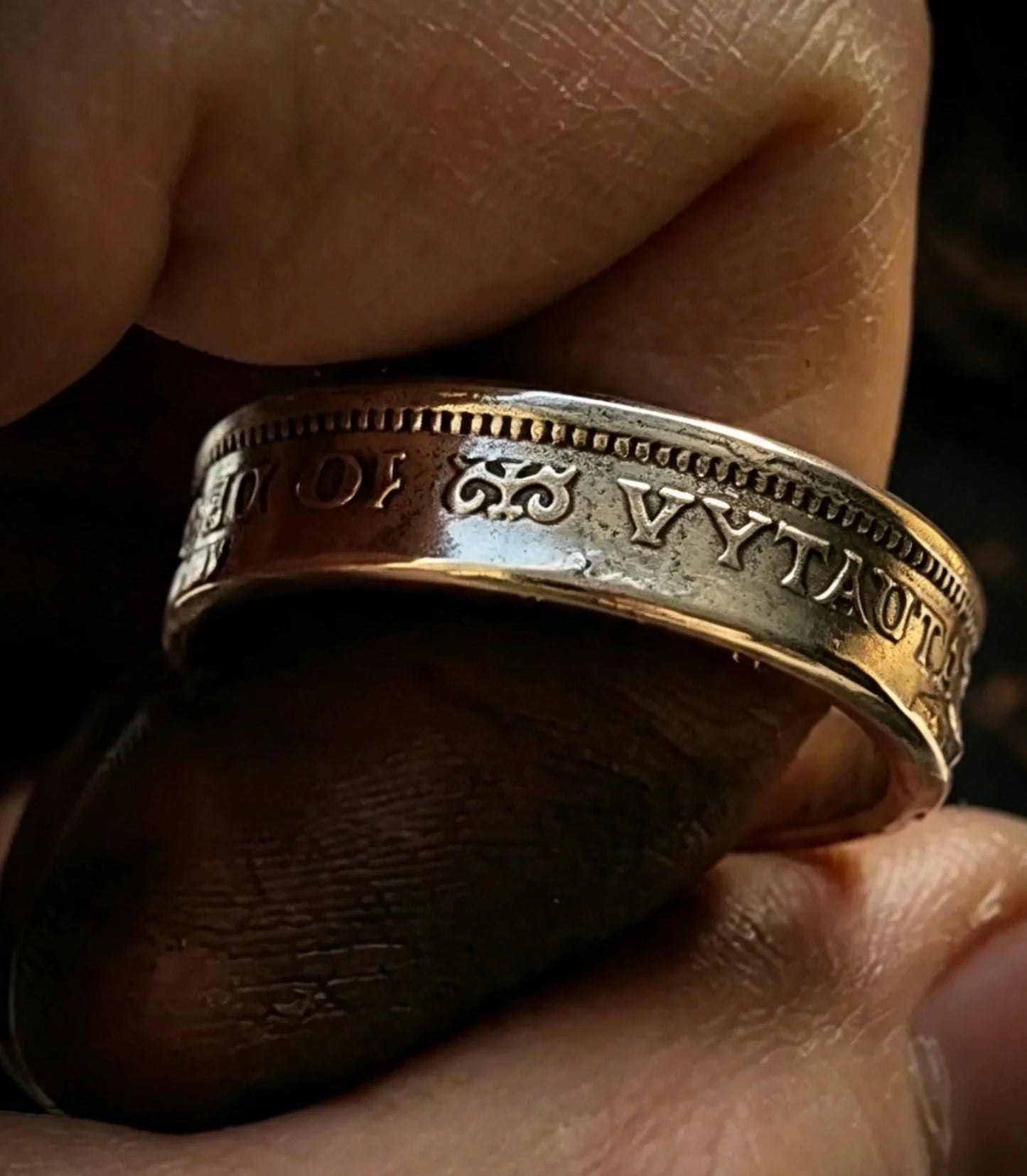 Hand Forged 1936 Lithuania 10 Litu 750 Silver Coin Ring