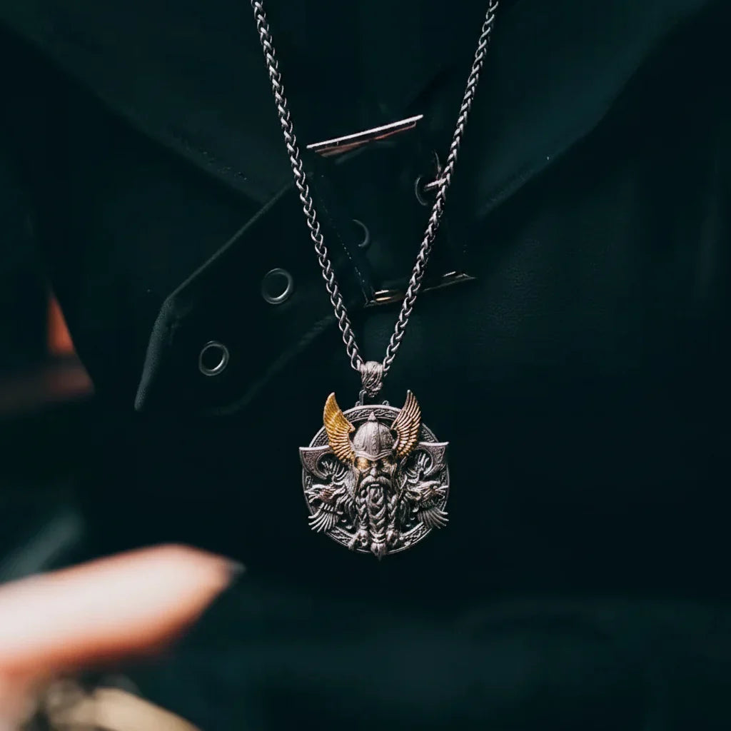 Necklace featuring a portrait of Odin the All-Father- crafted from an antique silver coin